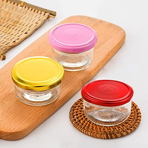 Delove 2.5 oz Small Glass Condiment Containers with Lids - Salad Dressing Container to Go - Dipping Sauce Cups Set - Leak proof Reusable Sauce Containers for Lunch Box - 7pack (Sliver)