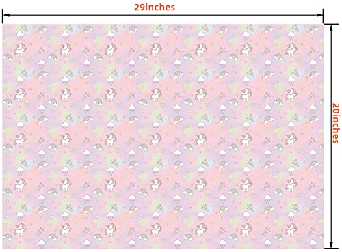 PlandRichW Unicorn Wrapping Paper Folded for Girls, Barbie, Women Birthday 4 Princess Pink Designs of Rainbow, Fairy Wand, Diamond, for Holidays Baby Shower 12 Sheets 20 × 29 Inches