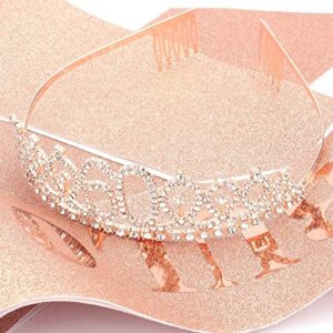 Casoty 60th Birthday Sash and Tiara for Women, 60th Birthday Decorations Women, Rose Gold 60th Crown and "60 & Fabulous" Sash Set, 60 Birthday Decorations for Women, 60th Birthday Gifts for Women