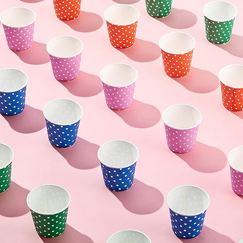 [600 Pack] 3 oz Paper Cups, Mouthwash Cups, Disposable Bathroom Cups, Cold Beverage Drinking Cup for Water Coolers, Party, Home and Office(Dots)