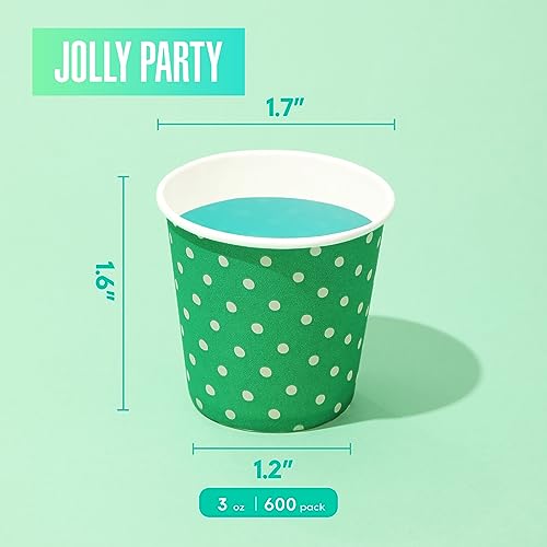 [600 Pack] 3 oz Paper Cups, Mouthwash Cups, Disposable Bathroom Cups, Cold Beverage Drinking Cup for Water Coolers, Party, Home and Office(Dots)