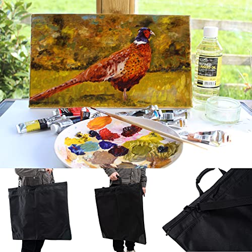 Eage Art Portfolio Case 23 x 27 inches, Waterproof Nylon Artist Carrying Bag with Soft-sided Shoulder Straps, Black Large Art Storage Folder for Artwork Organization,23x27 Inch(0001)