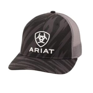 ariat mens shield logo richardson 122 zig zag baseball cap(black/grey, one size)