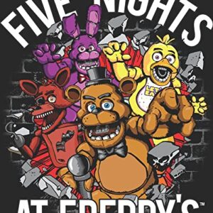 Five Night at Freddy's Breaking Walls Boy's Black T-Shirt-Small