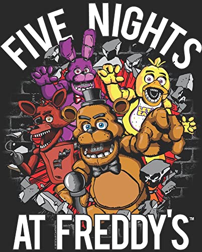 Five Night at Freddy's Breaking Walls Boy's Black T-Shirt-Small