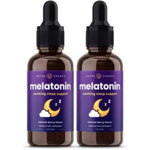 liquid melatonin drops | melatonin for kids & adults | sugar free kids melatonin liquid sleep aid supplement | vegan & non-gmo | natural berry flavor | melatonin 1 mg drops | 180 servings (2 pack)