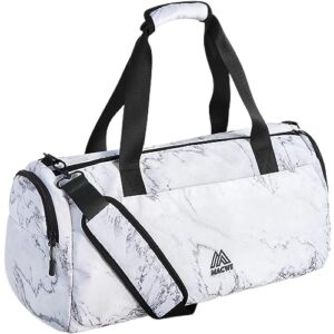 large gym bag for women with shoe compartment, 40l sports bag for men with wet pocket, lightweight duffel bag travel bag for weekend overnight trips (marble white)