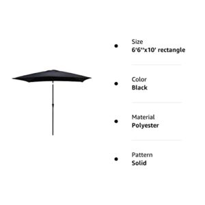 FLAME&SHADE 6.5 x 10 ft Rectangular Outdoor Market Patio Table Umbrella with Tilt, Black