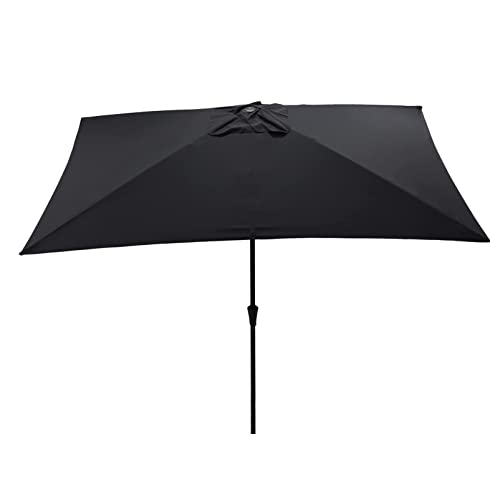 FLAME&SHADE 6.5 x 10 ft Rectangular Outdoor Market Patio Table Umbrella with Tilt, Black