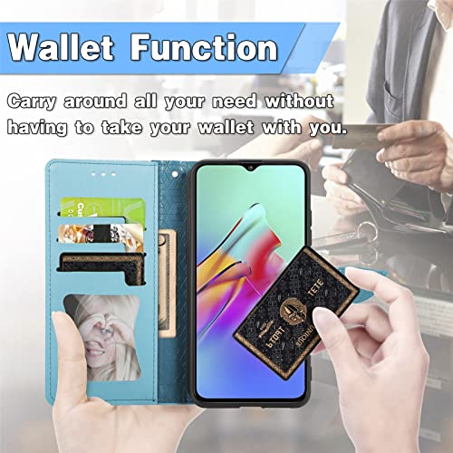 ShinyCase for Infinix Smart 5 Phone Cases,Embossed Mandala Flower Flip Wallet PU Leather Cover for Infinix Smart 5 Magnetic Closure Kickstand Card Slots Protection Case for Infinix Smart 5,Sky Blue