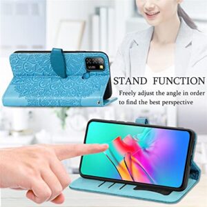 ShinyCase for Infinix Smart 5 Phone Cases,Embossed Mandala Flower Flip Wallet PU Leather Cover for Infinix Smart 5 Magnetic Closure Kickstand Card Slots Protection Case for Infinix Smart 5,Sky Blue