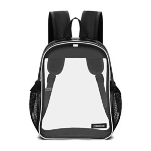 osoce black mini clear backpack heavy duty,clear bag stadium approved,pvc transparent clear book bag with adjustable shoulder straps for security work concert festival travel