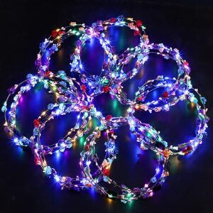 Janinka 30 Pieces LED Flower Crown Light up Headband Luminous LED Flower Wreath Floral Glowing Fairy Crown Glow in the Dark Headband for Women Girls Valentine's Day Wedding Party Hair Accessories