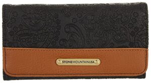 stone mountain womens embossed crazy paisley wallet one size black/tan 8af4312