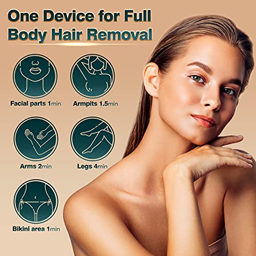 Vimproce IPL Hair Removal with Cooling System, Permanent Hair Removal Device for Women and Men, Painless Hair Remover Upgraded to 999999 Flashes for Face Arm Armpit Leg Bikini Line Home Use, Corded