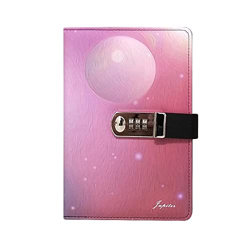 AZPINGPAN Horizontal Creative PU Leather Diary with Combination Lock丨Thickening A5 Secret Password Notebook Journal Digital Locking Personal Writing Diary Notepad Handbook Sketchbook