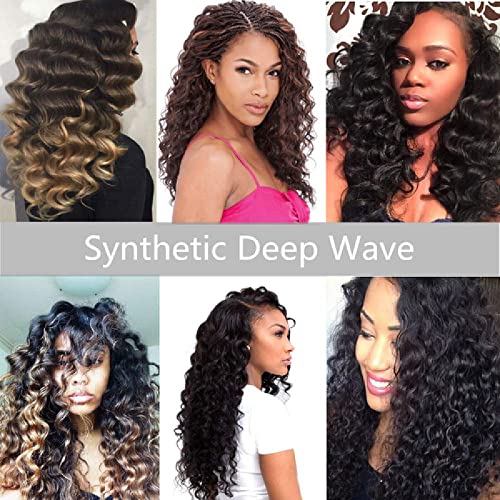 22-28 Inch Deep Wave Twist Crochet Hair Natural Synthetic Braid Hair Afro Curls Ombre Braiding Hair Extensions Hair ,C,1/piece/22 inch