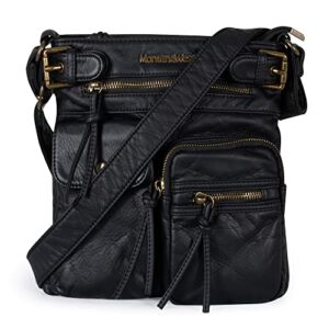 montana west crossbody bag for women soft leather multi pocket shoulder bags vintage women's purses and handbags mwc-046bk