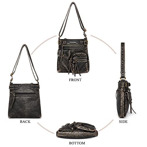 Montana West Crossbody Bag for Women Soft Leather Multi Pocket Shoulder Bags Vintage Women's Purses and Handbags MWC-046BZ