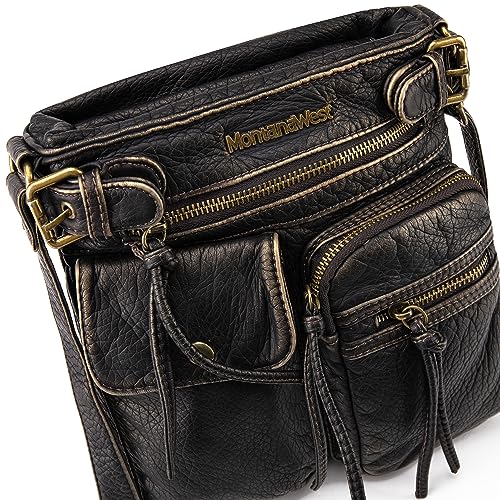 Montana West Crossbody Bag for Women Soft Leather Multi Pocket Shoulder Bags Vintage Women's Purses and Handbags MWC-046BZ