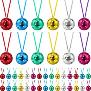 42 pcs disco ball necklaces 70s disco party necklaces 1.5 inches disco necklace assorted color disco party decorations disco accessories for halloween party favors xmas home decor costume accessories