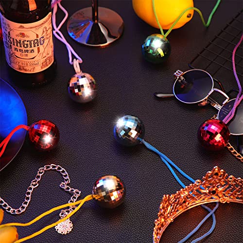 42 Pcs Disco Ball Necklaces 70s Disco Party Necklaces 1.5 Inches Disco Necklace Assorted Color Disco Party Decorations Disco Accessories for Halloween Party Favors Xmas Home Decor Costume Accessories