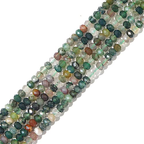 BEADIA Natural Indian Agate Beads 4x2mm 120pcs Faceted Rondelle Loose Semi Gemstone Beads for Jewelry Making Design