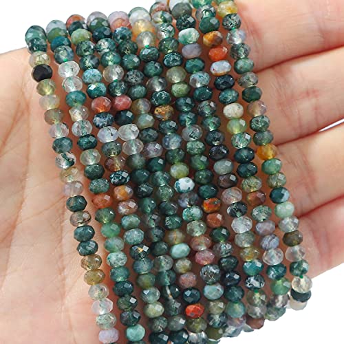 BEADIA Natural Indian Agate Beads 4x2mm 120pcs Faceted Rondelle Loose Semi Gemstone Beads for Jewelry Making Design