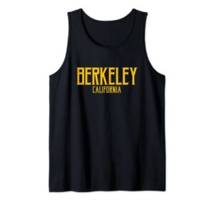 berkeley california ca vintage text amber print tank top
