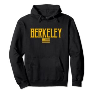 Berkeley California US Flag Vintage Text Amber Print Pullover Hoodie