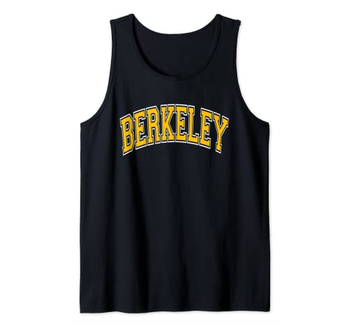 Berkeley California CA Varsity Style Amber Text Tank Top