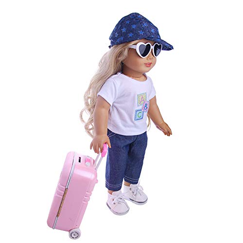 Doll Accessories Carry On Suitcase for Doll Suitcase Luggage Mini Travel Suitcase for 18 Inch Girl Doll Travel Gear Mini Trolley Case Doll Carrier Storage Miniature Suitcase Doll Playsets