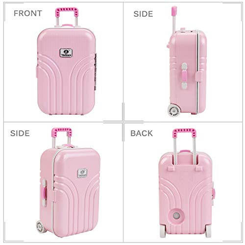 Doll Accessories Carry On Suitcase for Doll Suitcase Luggage Mini Travel Suitcase for 18 Inch Girl Doll Travel Gear Mini Trolley Case Doll Carrier Storage Miniature Suitcase Doll Playsets