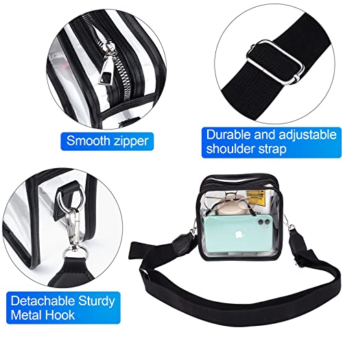 Petutu Clear Purse Clear Crossbody Bag for Women Clear Bag Stadium Approved for Concerts, Festivals, Black