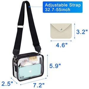 Petutu Clear Purse Clear Crossbody Bag for Women Clear Bag Stadium Approved for Concerts, Festivals, Black