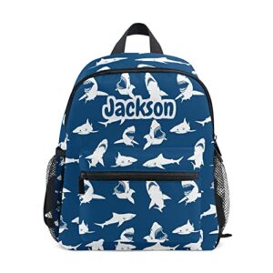 sinestour custom white sharks kid's backpack personalized backpack with name/text preschool backpack for boys customizable toddler backpack for girls with chest strap