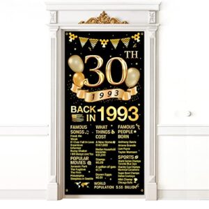 mica direct 30th birthday door cover banner decorations, black gold happy 30th birthday door cover party supplies, large thirty year old birthday poster backdrop sign decor, mk017