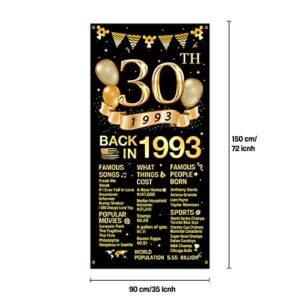 MiCa Direct 30th Birthday Door Cover Banner Decorations, Black Gold Happy 30th Birthday Door Cover Party Supplies, Large Thirty Year Old Birthday Poster Backdrop Sign Decor, MK017