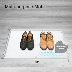 AECHY Under Sink Mat, 34" x 22" Silicone Under Sink Liner, Under Kitchen Sink Mat with Unique Drain Hole Design, Waterproof & Flexible Sink Mats for Kitchen, Bathroom and Laundry Room White