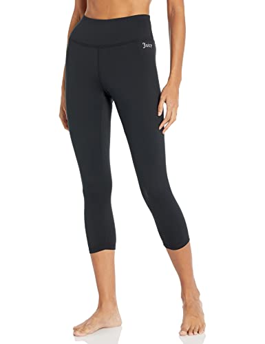 Juicy Couture Women's High Waisted Crop Yoga Tight 22'', Deep Black, Large