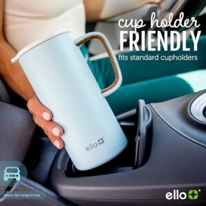 Ello Campy Vacuum Insulated Travel Mug with Leak-Proof Slider Lid and Comfy Carry Handle, Perfect for Coffee or Tea, BPA Free, Matte Black, 18oz