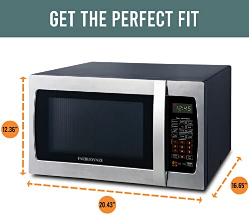 Farberware FMO13AHTBKI Professional 1.3 Cu. Ft. 1100-Watt Microwave Oven with Sensor, Stainless Steel