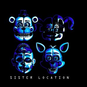 Five Nights at Freddy's Sister Location Shadow Faces Boy's Black T-Shirt-Small