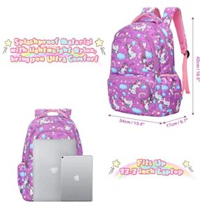 SAMIT Unicorn Backpack for Girls and Boys with Lunch Box Kids Backpack School Backapack for Kindergarten Elementary