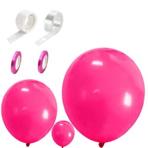 hot pink balloons different sizes pack, 105pcs 5/12/18 inch dark pink balloons fuschia ballons matte balloons various size balloons for birthday barbie valentines day party decorations
