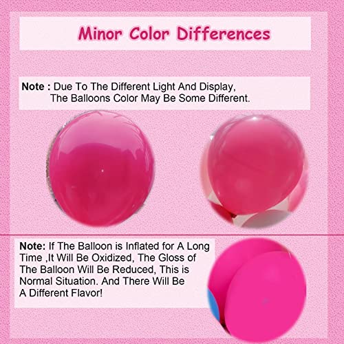 Hot Pink Balloons Different Sizes Pack, 105pcs 5/12/18 Inch Dark Pink Balloons Fuschia Ballons Matte Balloons Various Size Balloons for Birthday Barbie Valentines Day Party Decorations