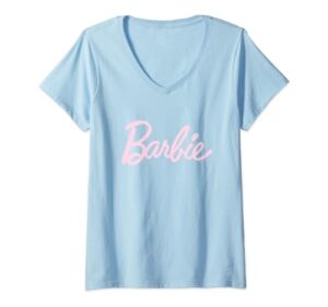 barbie - light pink barbie logo v-neck t-shirt
