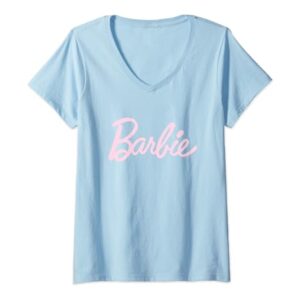 Barbie - Light Pink Barbie Logo V-Neck T-Shirt