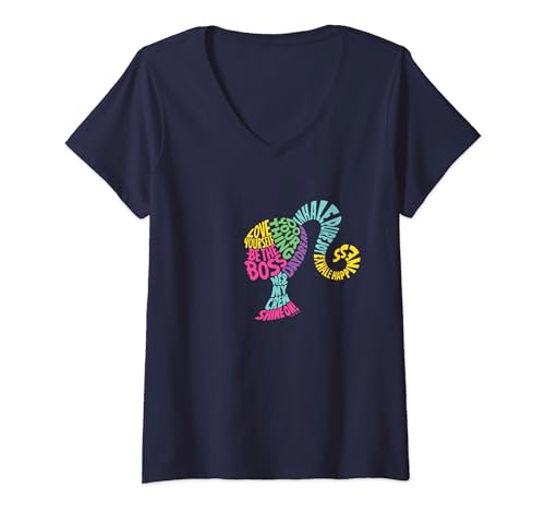 Barbie - Empowering Phrases Silhouette V-Neck T-Shirt