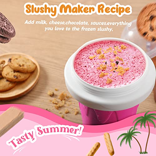 RELPOM® Slushie Maker Cup, TIK TOK Magic Quick Frozen Smoothies Cup, Cooling Cup, Double Layer Squeeze Slushy Maker Cup, Cool Stuff Birthday Gifts for Kids (Pink)